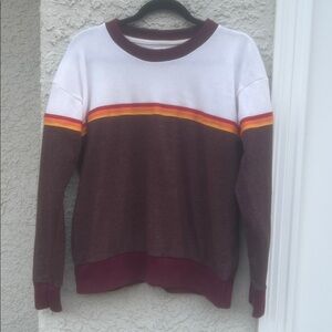 Camp Collection Retro Burgundy Stripe Sweatshirt Women's Size L